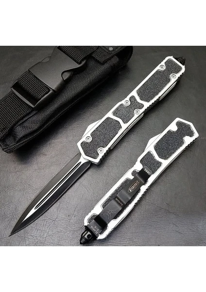 Bıçak Sevdalıları Içten Çıkmalı Otomatik Microtech Çakı 21 cm Siyah Gümüş