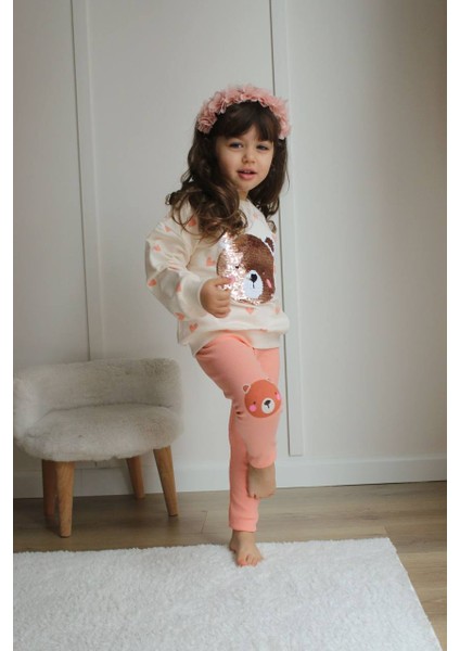 Kız Çocuk Ayıcıklı Taytlı Takım