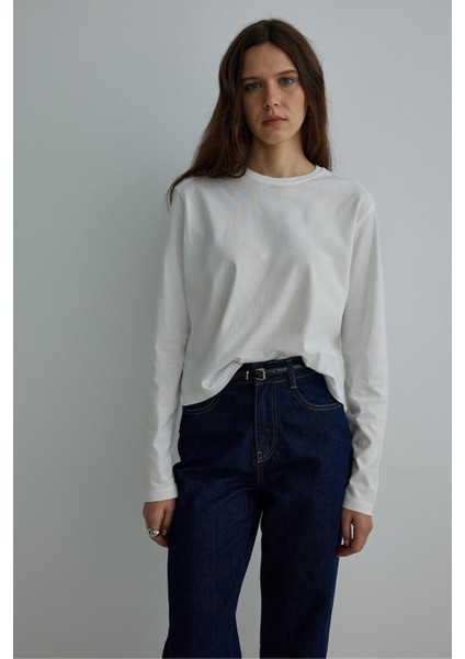 Ekru Forever Uzun Kollu Tişört