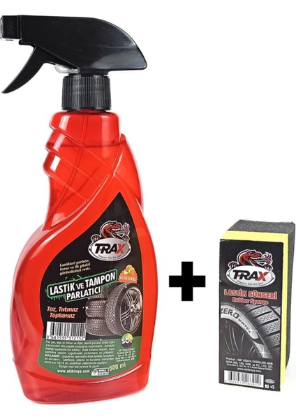 Trax Araba Lastik Parlatıcı Tampon Parlatıcı 500ML + Lastik Süngeri 2'li Set