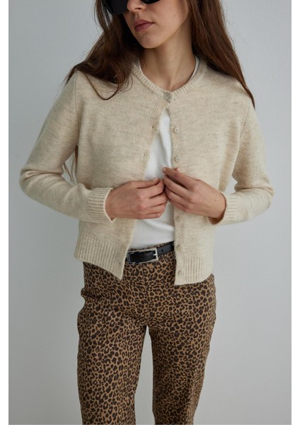 Suud Collection Kahverengi Leopar Crop Pantolon