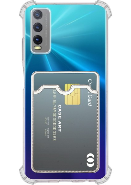 Vivo Y20 Kapak Kamera Korumalı Kartlıklı Darbe Emici Özellikli Şeffaf Silikon Kılıf