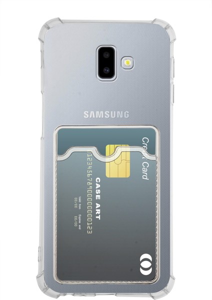 Samsung Galaxy J6 Plus Kapak Kamera Korumalı Kartlıklı Darbe Emici Özellikli Şeffaf Silikon Kılıf