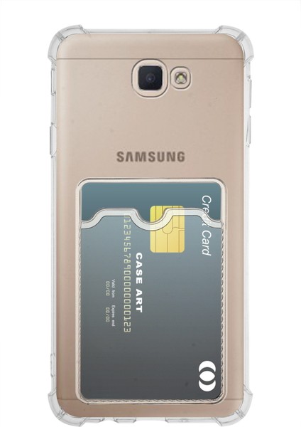 Samsung Galaxy J7 Prime Kapak Kamera Korumalı Kartlıklı Darbe Emici Özellikli Şeffaf Silikon Kılıf