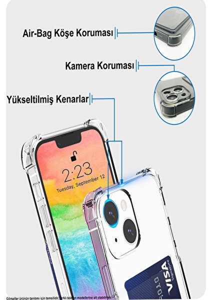 Caseart Samsung Galaxy A50S Kapak Kamera Korumalı Kartlıklı Darbe Emici Özellikli Şeffaf Silikon Kılıf