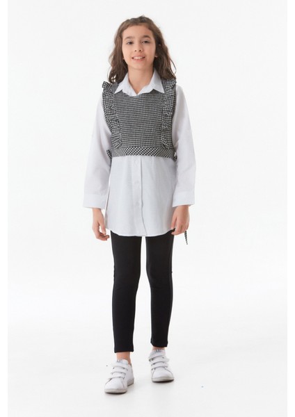 Pötikare Desenli Gömlek Yaka Kız Çocuk 2 Li Takım