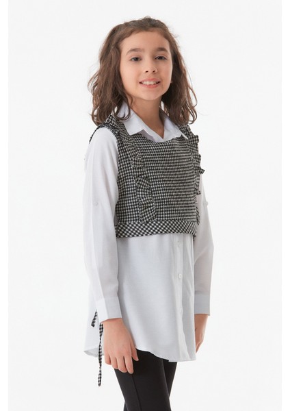 Pötikare Desenli Gömlek Yaka Kız Çocuk 2 Li Takım modelleri