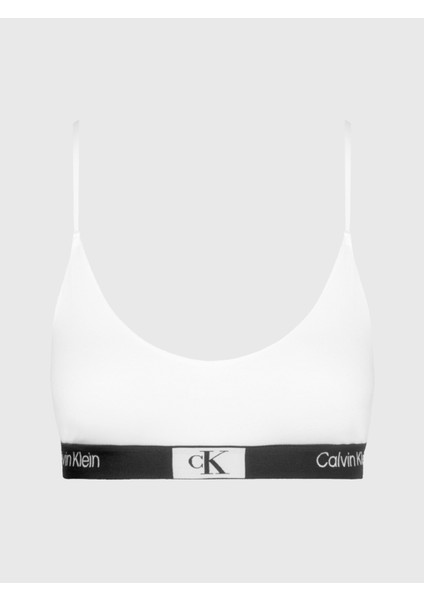 Calvin Klein Kadın Marka Logolu Elastik Bantlı Günlük Kullanıma Uygun Beyaz Spor Sütyeni 000QF7216E-100