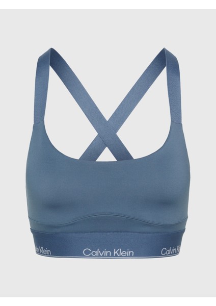 Calvin Klein Kadın Marka Logolu  Ayarlanabilir Askılıı Ayarlanabilir Sırt Kısımlı Nemi Emen Kuru Kumaşlı Çift Örgülü Mavi Spor Sütyeni 00GWS4K193-5BX