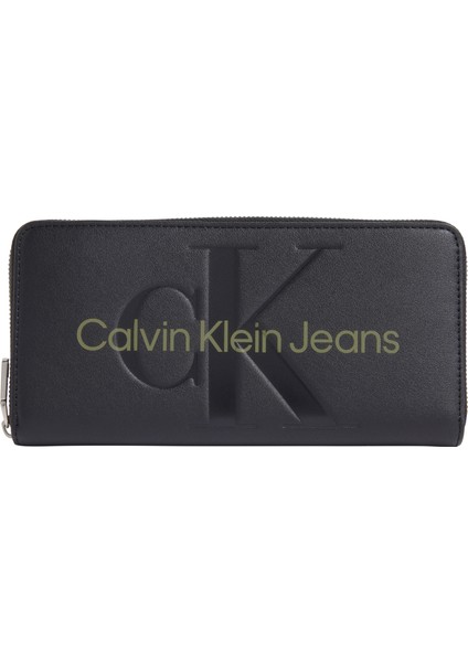 Calvin Klein Kadın Logolu Şık Birden Fazla Bölmeli Siyah Cüzdan K60K607634-0GX