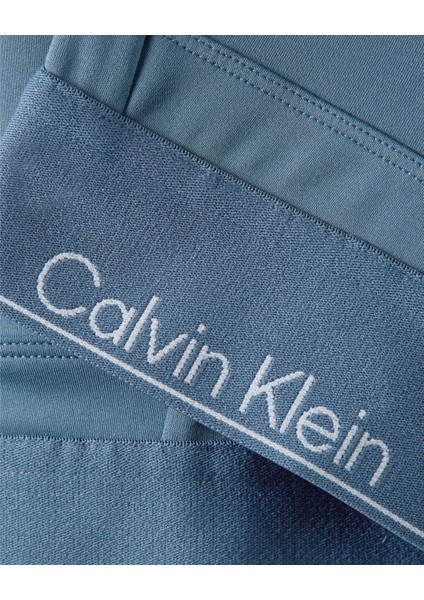 Calvin Klein Kadın Marka Logolu  Ayarlanabilir Askılıı Ayarlanabilir Sırt Kısımlı Nemi Emen Kuru Kumaşlı Çift Örgülü Mavi Spor Sütyeni 00GWS4K193-5BX