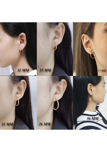 11MM Kadın Halka Çelik Küpe Çifti Italyan Kilitli MSE22