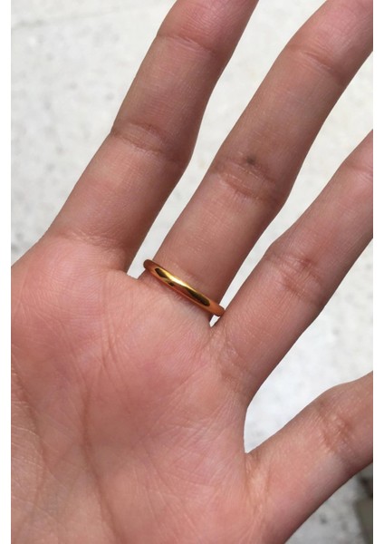 2mm Süper İnce Bombeli Parlak Erkek Kadın Çelik Alyans Yüzük cl26