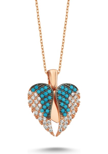 Aşkın Kanatları Gümüş Kalp Kolye