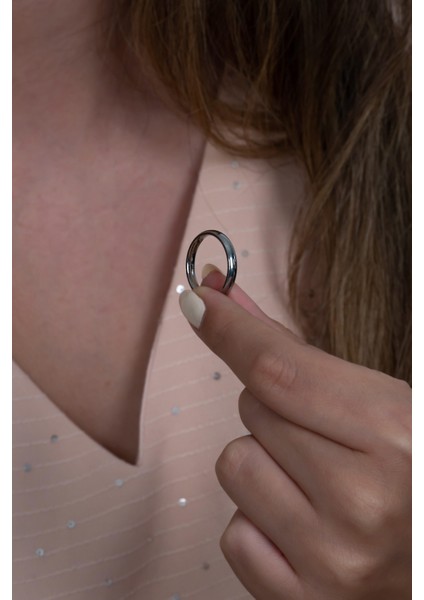 3mm İnce Bombeli Parlak Erkek Kadın Unisex Çelik Alyans Yüzük cl27