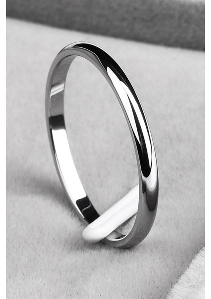3mm İnce Bombeli Parlak Erkek Kadın Unisex Çelik Alyans Yüzük cl27