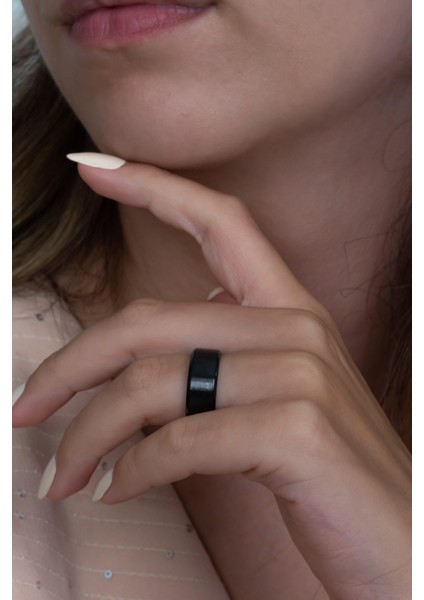 8 mm Köşeli Düz Model Unisex Kadın Erkek Çelik Alyans Yüzük cl31