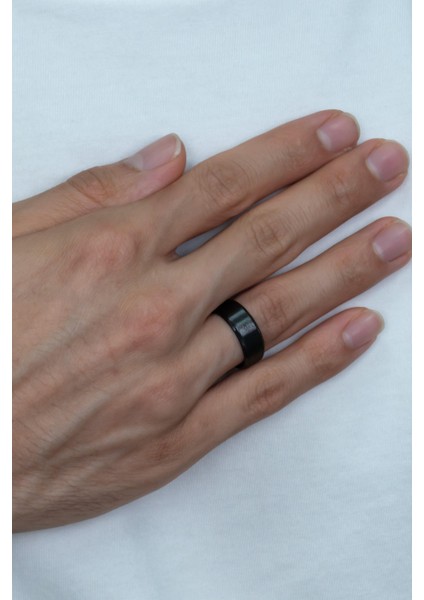 8 mm Köşeli Düz Model Unisex Kadın Erkek Çelik Alyans Yüzük cl31