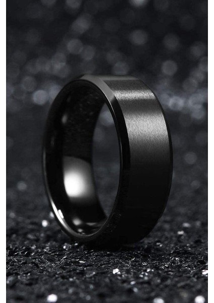 8 mm Köşeli Düz Model Unisex Kadın Erkek Çelik Alyans Yüzük cl31