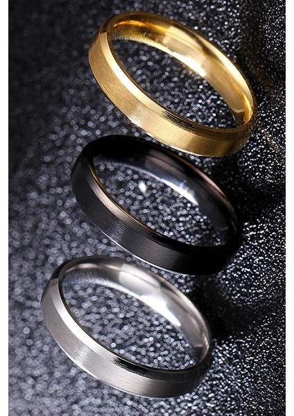 4 mm Köşeli Mat Düz Model Unisex Erkek Kadın Çelik Alyans Yüzük CL40