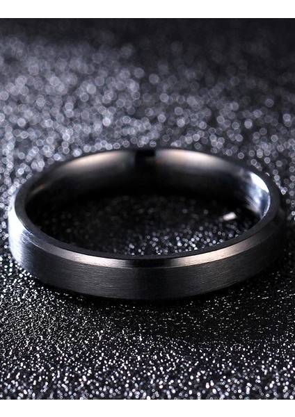 4 mm Köşeli Mat Düz Model Unisex Erkek Kadın Çelik Alyans Yüzük CL40