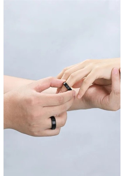 4 mm Köşeli Mat Düz Model Unisex Erkek Kadın Çelik Alyans Yüzük CL40