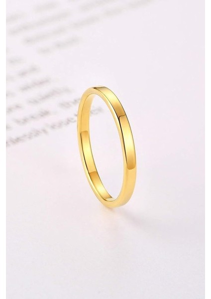2mm Ince Parlak Düz Model Erkek Kadın Çelik Alyans Yüzük CL41
