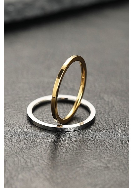 2mm Ince Parlak Düz Model Erkek Kadın Çelik Alyans Yüzük CL41