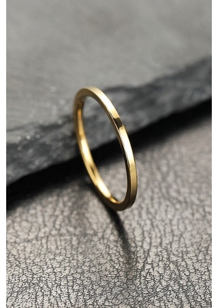 2mm Ince Parlak Düz Model Erkek Kadın Çelik Alyans Yüzük CL41