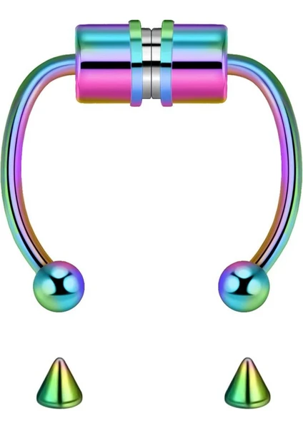 Takı Dükkanı Paslanmaz Çelik Burun Fake Piercing Septum Mıknatıslı ECP01