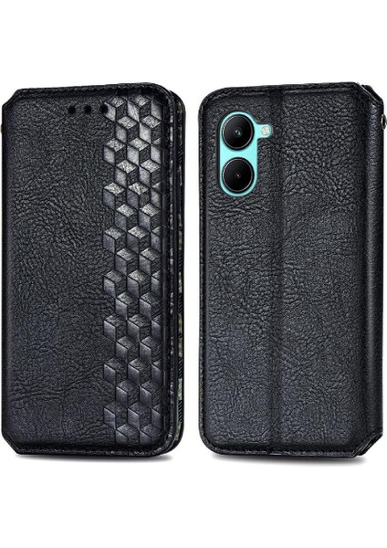Oppo Realme C33 Deri Tasarımı Telefon Kılıfı (Yurt Dışından)