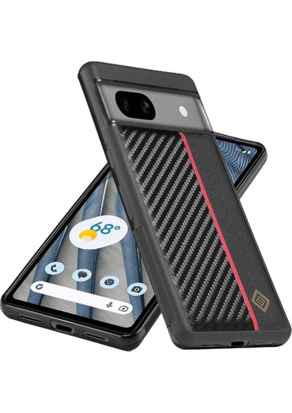 Kırmızı Dikey Çizgili Klipsiz Google Piksel 8A Telefon Kılıfı (Yurt Dışından)