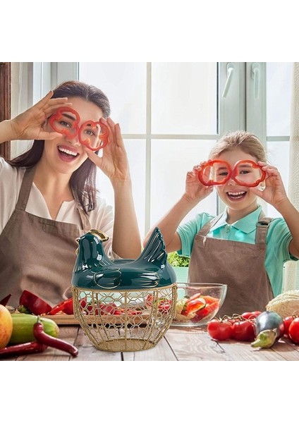 Yumurta Depolama Sepeti Metal Tel Meyve Sepeti, Tavuk Şekli Kapaklı Seramik Yumurta Tutucu, Depolama 30 Yumurta Tutar,организаторы Hmoe (Yurt Dışından) indirimleri