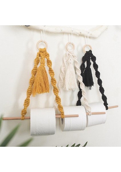 Boho Dekor Kağıt Tutucu Rulo Kağıt Makrome Depolama Rafı Goblen Tuvalet Duvar Asılı El Dokuma Halat Duvar Dekoru-Sarı,организаторы Hmoe (Yurt Dışından)