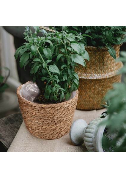 2 Adet El Yapımı Saman Depolama Sepeti Rattan Zemin Saksı Kapalı Açık Saksı Bitki Konteyner,организаторы Hmoe (Yurt Dışından) modelleri