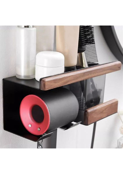 Duvara Montaj Ceviz Ahşap Saç Kurutma Makinesi Tutucu Standı Banyo Şık Saç Aracı Raf Organizatör Raf Fön Makinesi Tutucu Pilon,организаторы Hmoe (Yurt Dışından) modelleri