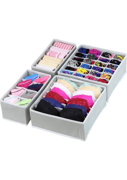 4 Takım Iç Çamaşırı Organizatör Çekmece Içi Bölme Aparatı Kıyafet Dolabı Dolap Organizatörleri Çorap Saklama Kutusu Gri,организаторы Hmoe (Yurt Dışından) fiyatları