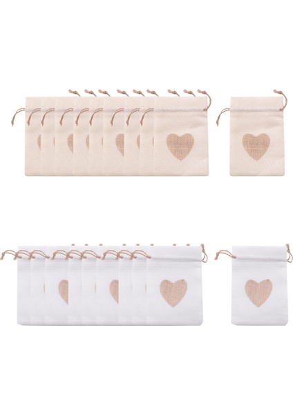 Çuval Bezi Çanta, 20 Paket 4x5.5 Inç Ipli Kalp Çuval Bezi Hediye Çantası Şeker Torbalar Keten Cepler 's Günü Noel Için,организаторы Hmoe (Yurt Dışından) modelleri