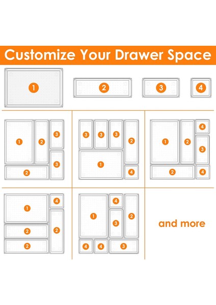 16 Pcs Şeffaf Plastik Çekmece Organizatör Seti, Olmayan/çatlak Banyo Vanity Çekmece Organizatör Tepsileri Bölücüler,организаторы Hmoe (Yurt Dışından) indirimleri