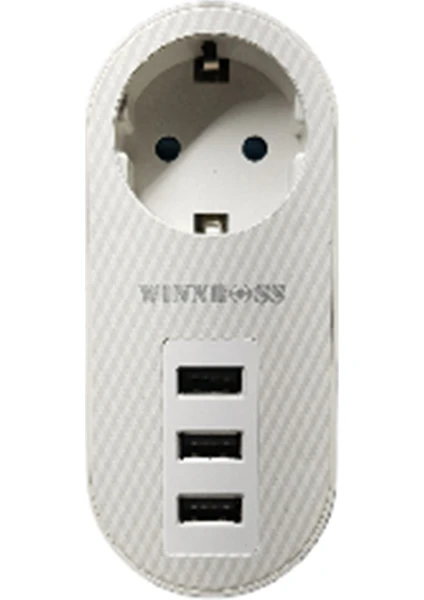 Winnboss Termal Akım Korumalı 3 Adet USB 2.1A Şarj Çıkışlı 10A 2500W Priz