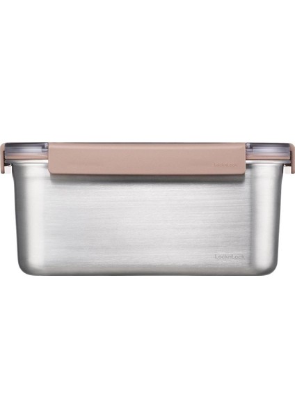 Paslanmaz Çelik Fırın & Saklama Kabı Dörtgen Kilitli Kahverengi 2,8 lt