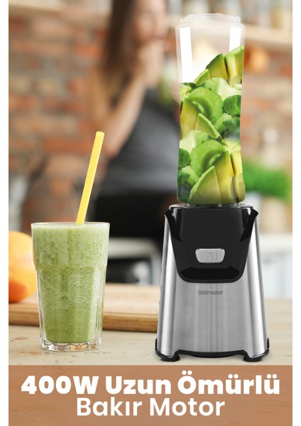 Mixgrind 2in1 Paslanmaz Çelik Bıçaklı Kişisel Smoothie Blender ve Kahve Baharat Öğütücü