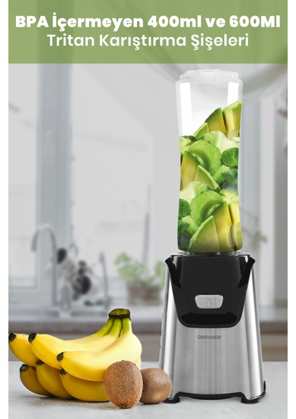 Mixgrind 2in1 Paslanmaz Çelik Bıçaklı Kişisel Smoothie Blender ve Kahve Baharat Öğütücü
