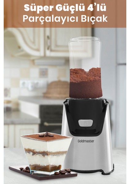 Mixgrind 2in1 Paslanmaz Çelik Bıçaklı Kişisel Smoothie Blender ve Kahve Baharat Öğütücü