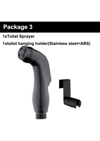 Paket 3 Tarzı Siyah Tuvalet Püskürtme Tabancası Bide Sprinkler Kızarma Püskürtücü Duş Başlığı Kanca Tutucu Su Hortumu Vana Banyo Aksesuarları (Yurt Dışından)