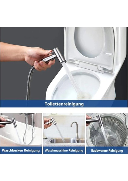 3 Adet Set Stili Tuvalet Bide Musluklar El Paslanmaz Çelik Bide Püskürtücüler Fırçalanmış Banyo Su Tabancası Püskürtme Tabancası Duş Musluklar Temizleme Araçları (Yurt Dışından)