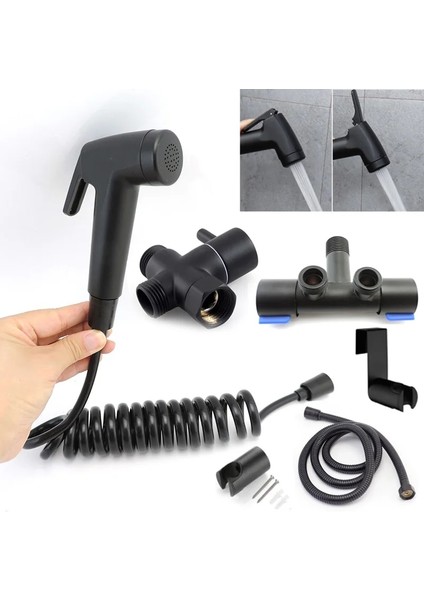 Paket 4 Tarzı Siyah Tuvalet Douche Bide El Duş Başlığı Hortumu Vana Sprey Müslüman Sıhhi Shattaf Kiti Tutucu Banyo Armatür Shattaf (Yurt Dışından) modelleri