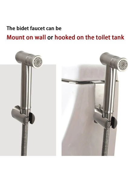 E Tarzı Bir Tuş Basın Çift Fonksiyonlu Banyo Tuvalet Bide Musluk Seti Paslanmaz Çelik Fırçalanmış Bide Püskürtme Seti Tank Veya Duvara Montaj (Yurt Dışından)