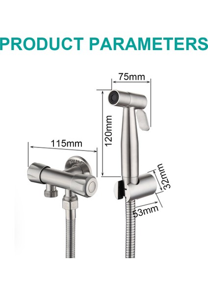 Yalnızca Püskürtücü Stili Banyo Hortumu Tutucu Yıkama El Paslanmaz Çelik Duş Bide Püskürtme Seti Shattaf Vücut Musluk Tuvalet Banyo Basınçlı (Yurt Dışından)