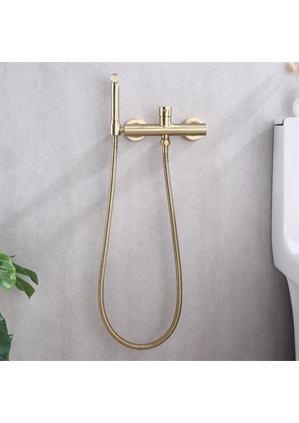 Krom 1,5 cm Hortum Stili Pirinç Siyah Duş Musluk Bide Musluk Yıkama Mikser Duş Soğuk ve Sıcak Su Mikser Vinç Duş Spreyi (Yurt Dışından)